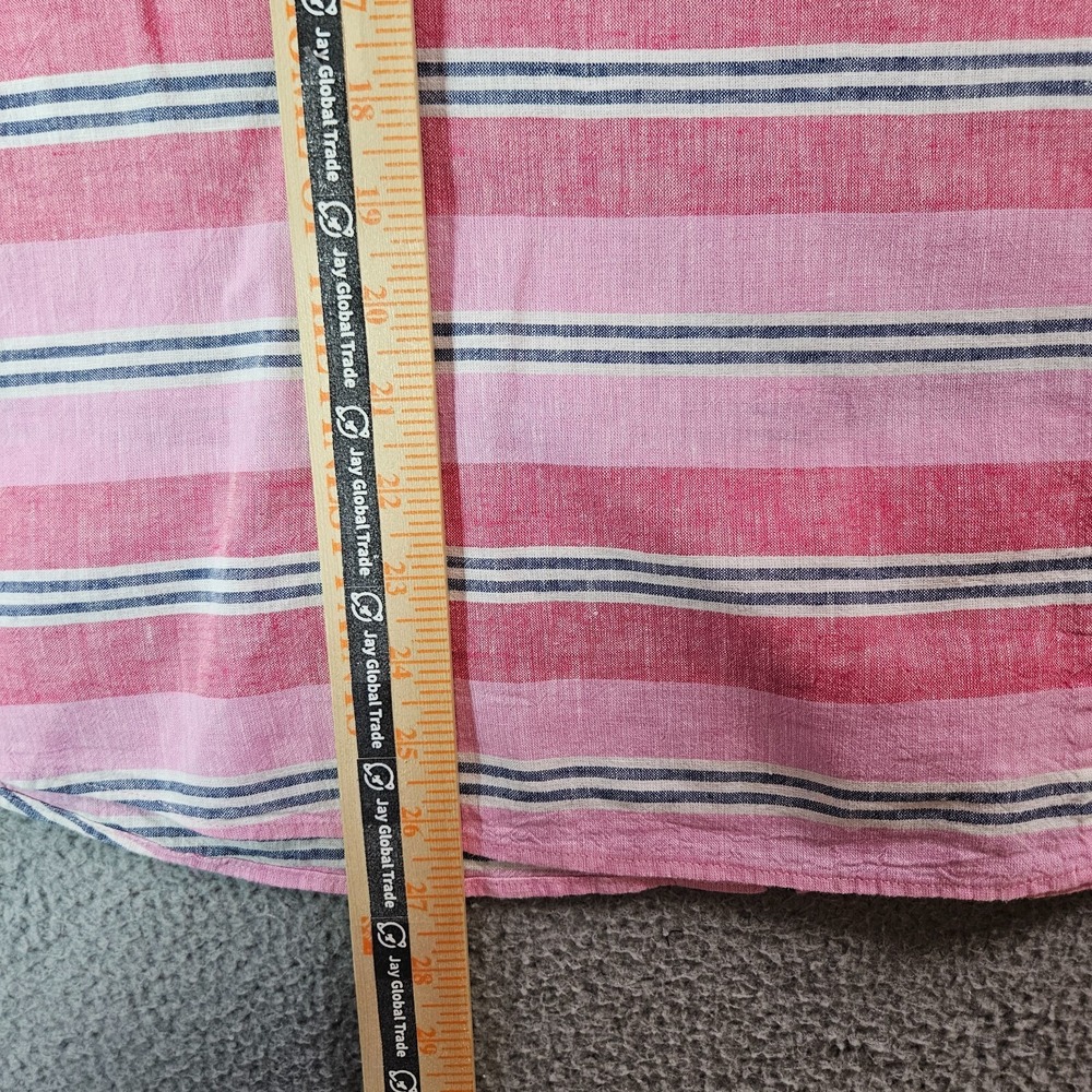 J Crew Linen Blend Shirt Top Women XL Button Up Long Sleeve Pink Red Striped - Picture 10 of 12